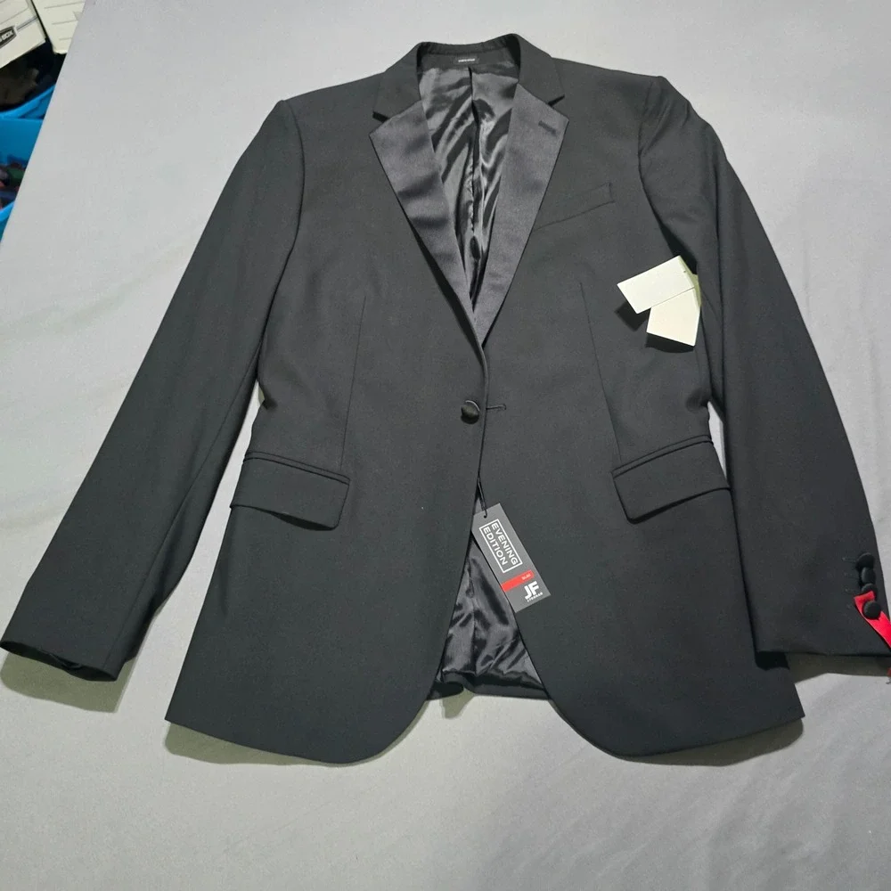 J.Ferrar Tuxedo Jacket Mens 42L Black Slim Fit Evening Edition Peak Lapel Blazer